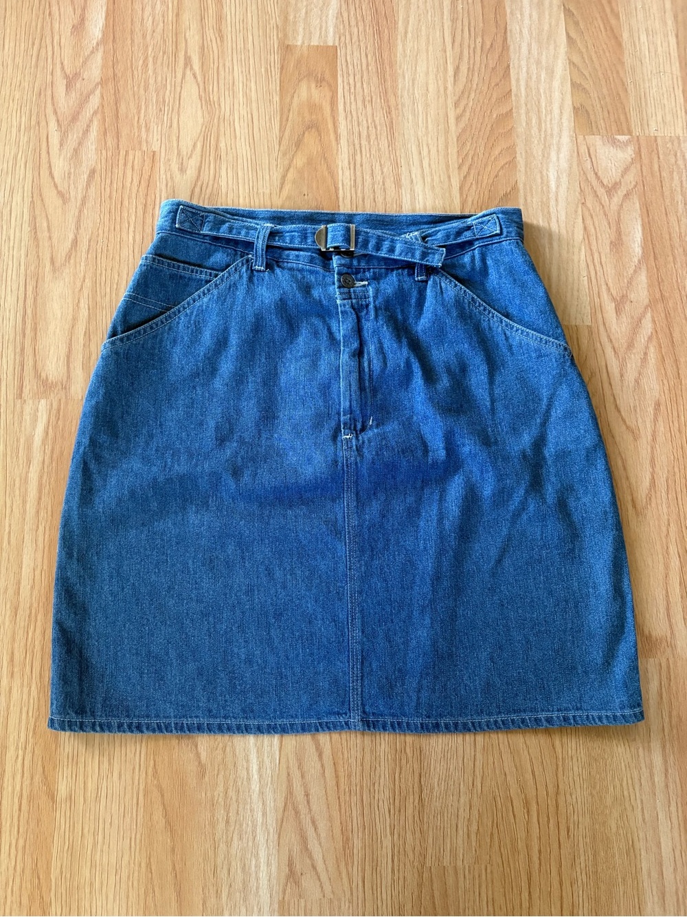 Blue Denim Mini Skirt with Belt